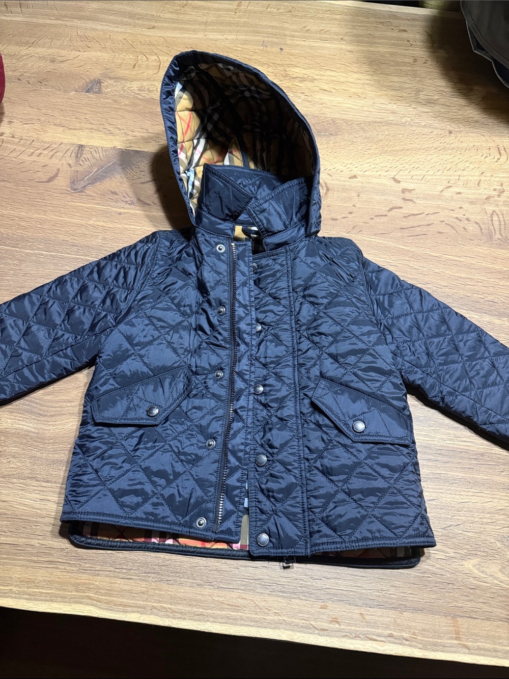 Burberry Navy Quilted Hooded Kids Puffer Jacket